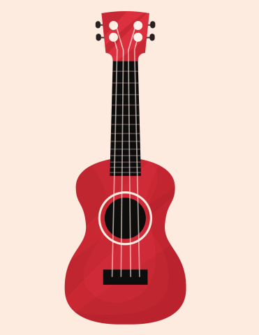Animated picture of red ukulele