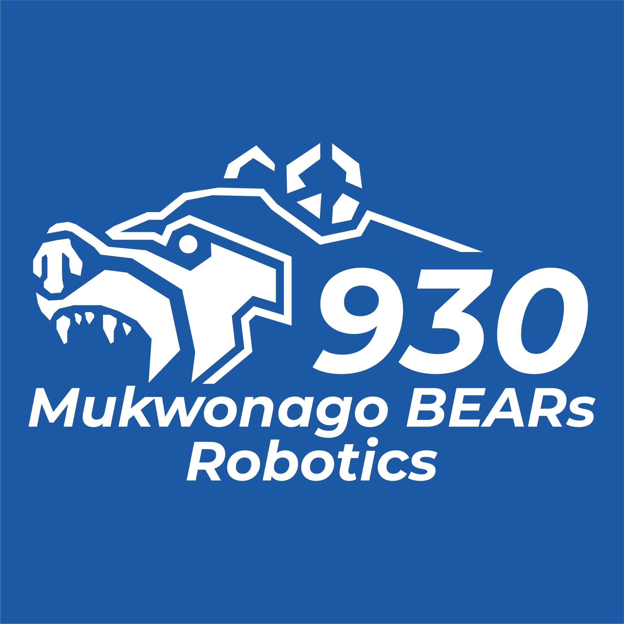 Blue background with Mukwonago BEARs Robotics Logo