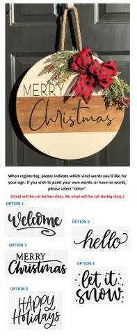 Customize a round door hanger sign for the holidays or for general use