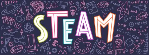 Image with large letters saying STEAM
