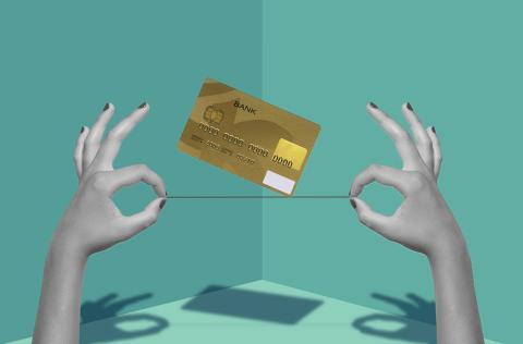 Illustration of credit card on highwire