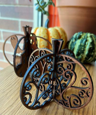 wood laser cut pumpkin