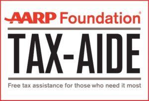 Graphic that says AARP Foundation tax-aide free tax assistance for those who need it most.