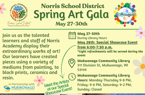 Norris Academy Spring Art Gala May 27 through May 30