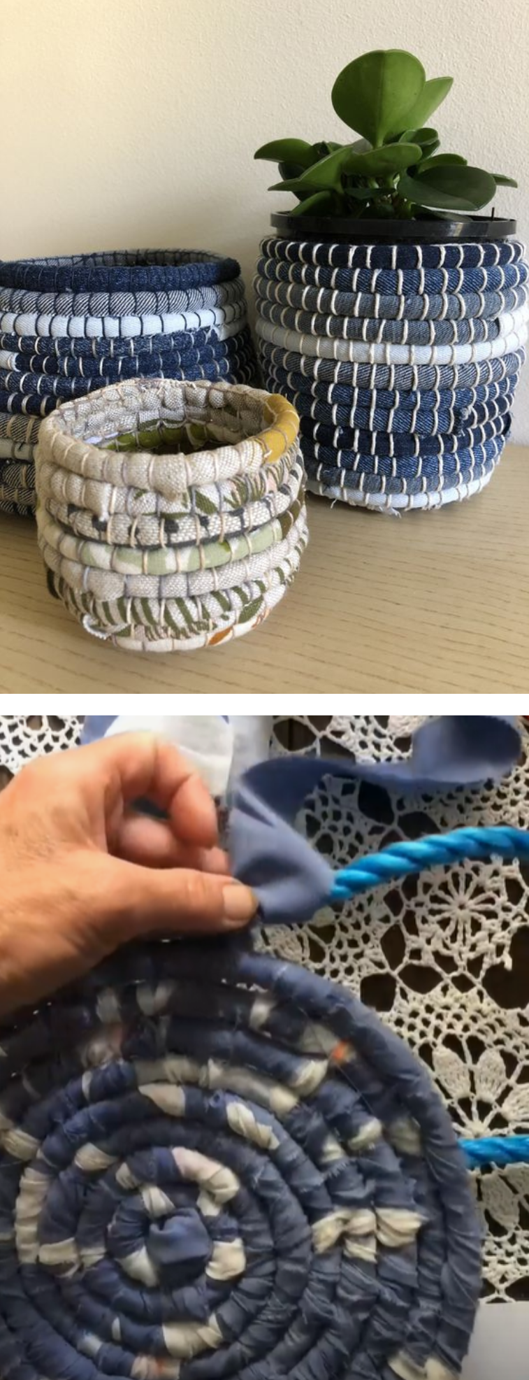 denim fabric coil basket