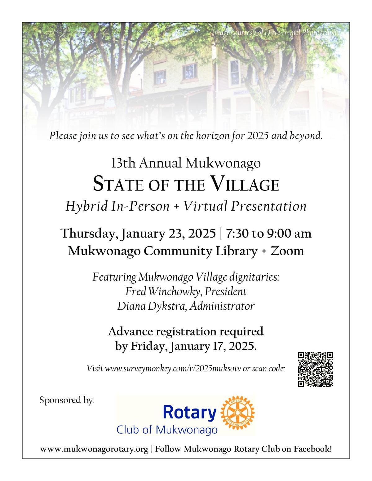 State of the Village January 23 7:30-9:00 am at the Mukwonago Community Library