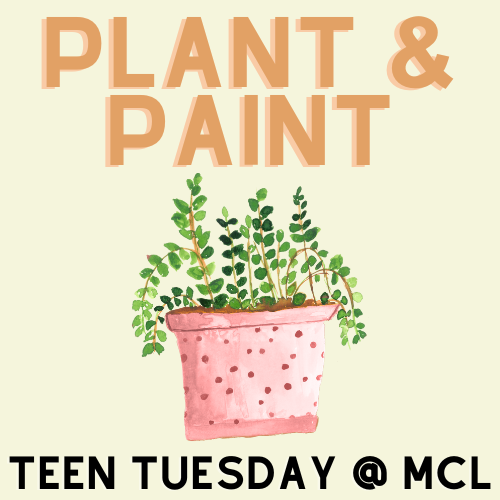 Text reads plant & paint with a graphic image of a house plant in a painted pot.