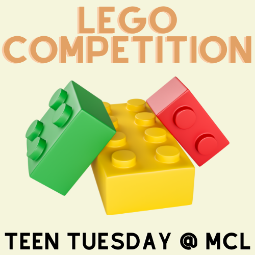 Image of stacked legos with text that reads Lego Competition.