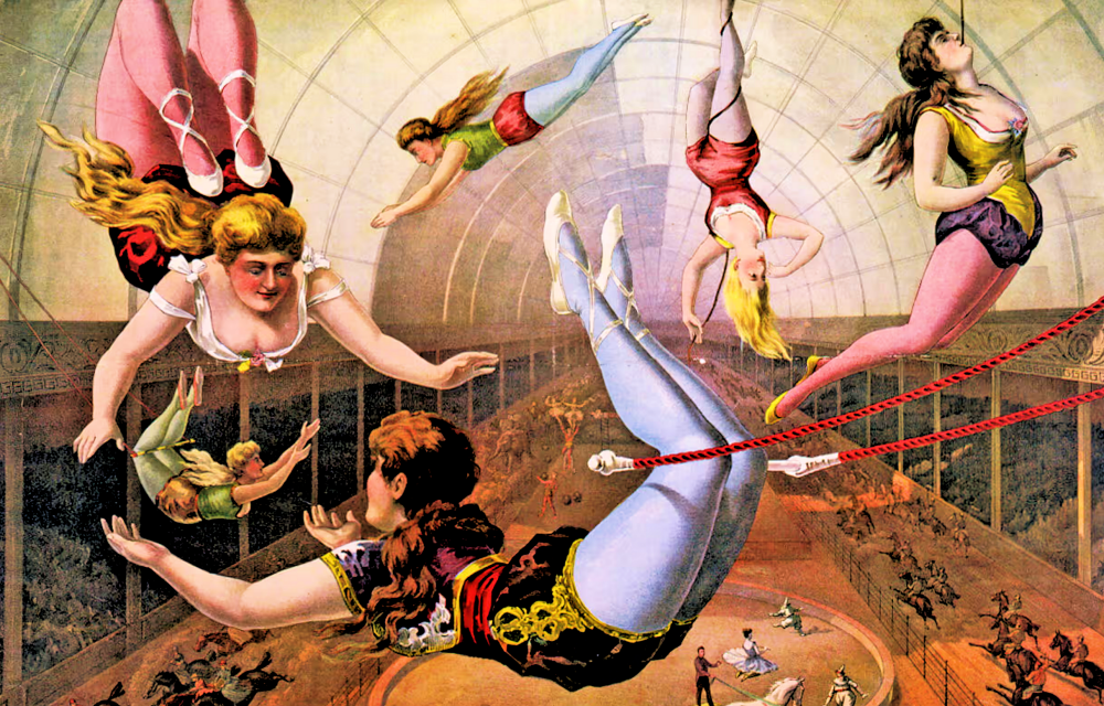 Painting of circus performers